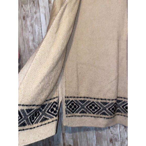 Women's Gap open Cardigan Blazer Sweater Boho Aztec Size Large Wool Blend Cream - Picture 6 of 9
